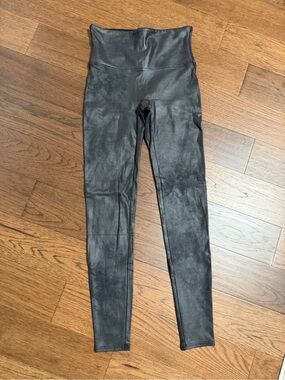 SPANX High-Waist Black Faux-Leather Jeggings